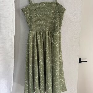 SHEIN Olive Green Polka Dot Dress